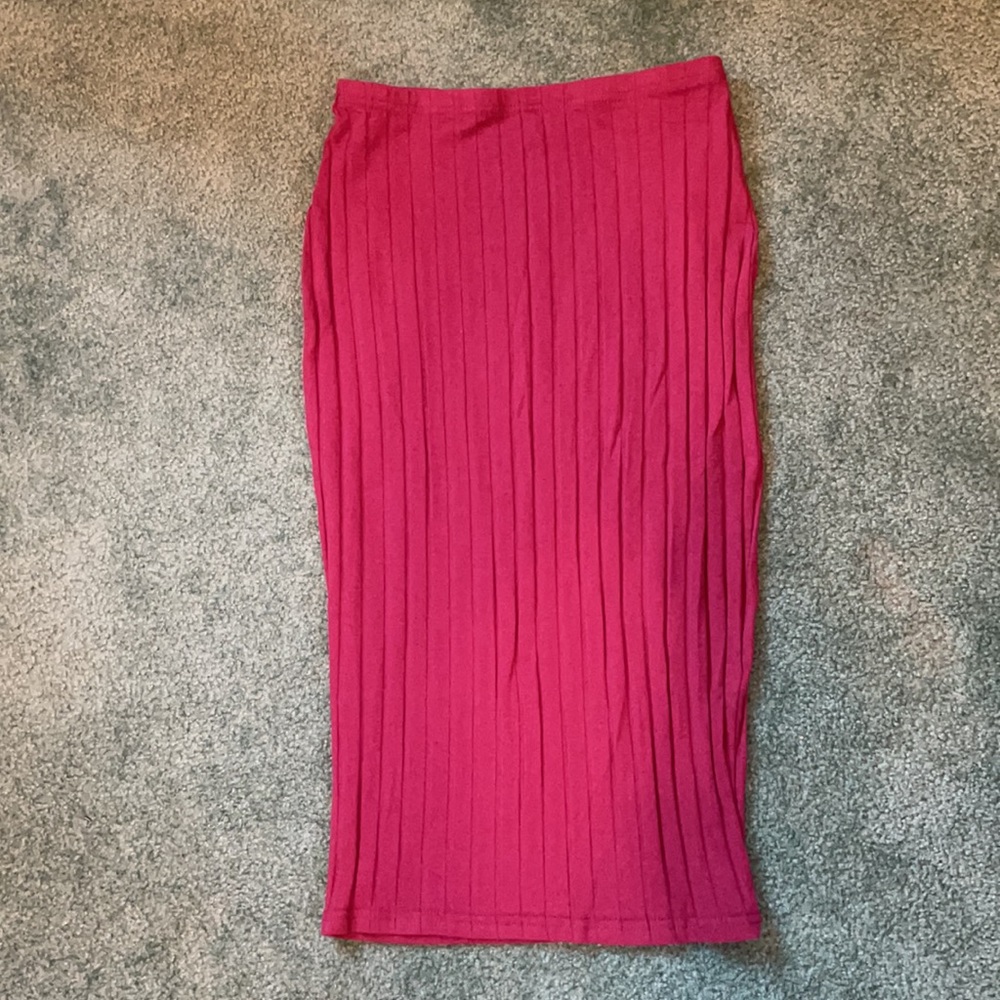 SHEIN Maroon Rib-Knit Pencil Skirt (size S)